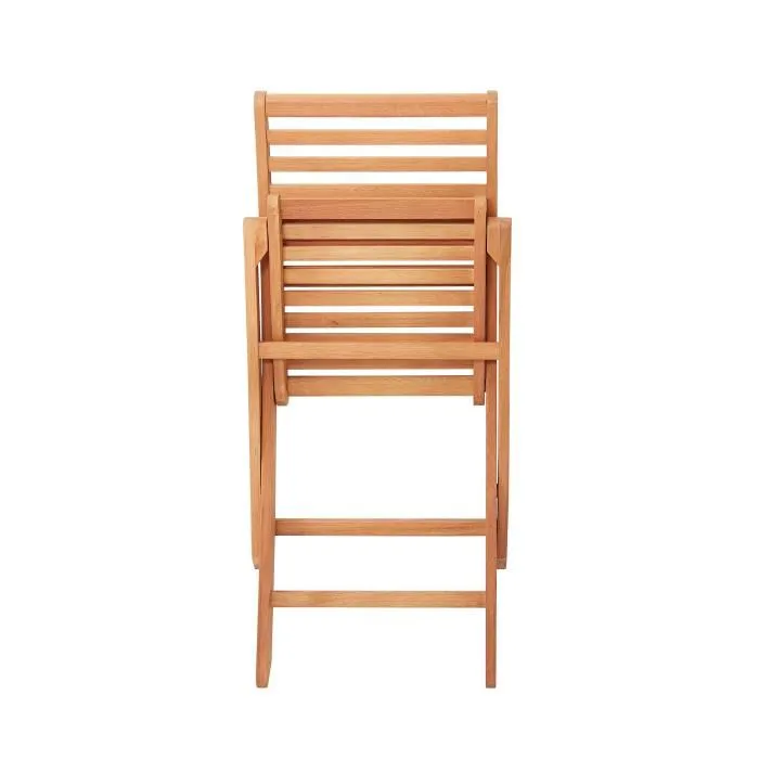 Juego de 2 Sillas de Jardín Plegables Acacia FSC - 47 x 57.5 x 89.5 cm - Altura Asiento 43.5 cm