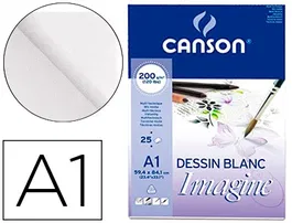 Canson Imagine Bloc Dibujo Multitecnicas DIN A1 Encolado Liso 59,4x84,1 cm 25 Hojas 200 gr/m2
