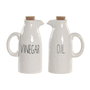 DKD Home Decor Set de Aceitera y Vinagrera de Porcelana con Corcho