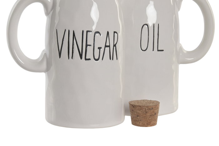 DKD Home Decor Set de Aceitera y Vinagrera de Porcelana con Corcho DKD Home Decor Set de Aceitera y Vinagrera de Porcelana con Corcho