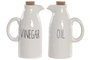 DKD Home Decor Set de Aceitera y Vinagrera de Porcelana con Corcho