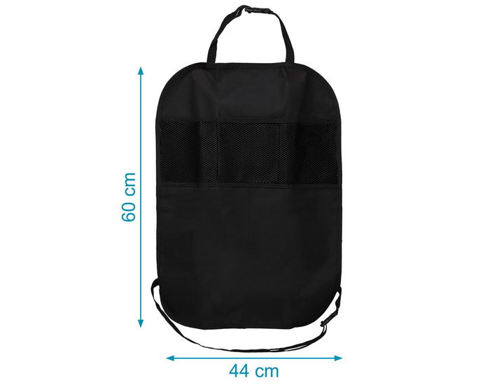 KioKids Organizador de Coche para Respaldo de Asiento Universal con Múltiples Bolsillos para Juguetes y Artículos, Negro, Poliéster