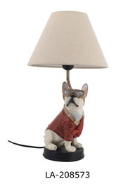 DKD Home Decor Lámpara de sobremesa Perro Blanco y Rojo en Resina y Metal