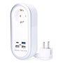 Edm Base Aérea con 1 Toma Schuko 2P+T y 4 Puertos USB (3x Tipo A + 1x Tipo C) 24W, Cable 1.5m H05VV-F 3G1.5mm² 16A, Blanco