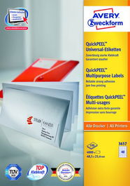 Etiquetas Adh.Impr.Avery A4 Blanca C.Rectos Caja 100H 48,5X25,4 Mm 4.000 Uds.(3657)