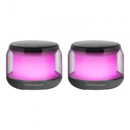 Mars Gaming Altavoces Bluetooth RGB MS-AURA 15W 2.0 Negros con Iluminación y Conexión Jack