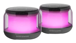 Mars Gaming MS-AURA Altavoces Bluetooth 5.3 RGB ClearView 360° 15W - Diseño Compacto Gaming, Conectividad AUX/USB, Control de Volumen e Iluminación, Color Negro