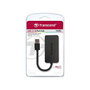 Transcend HUB2 - USB Hub de 4 Puertos USB 3.2 Gen 1 (3.1 Gen 1) Tipo A, Color Negro, Certificado CE/FCC/BSMI/KC/RCM/EAC, Alimentación por USB (5V/0.9A), 29g