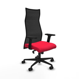 PIQUERAS Y CRESPO Sillón Albacete Rojo y Negro con Mecanismo Sincro y Brazos 2D
