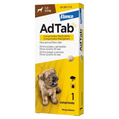 Elanco AdTab 56 mg Comprimido Masticable para Perros 1,3-2,5 kg