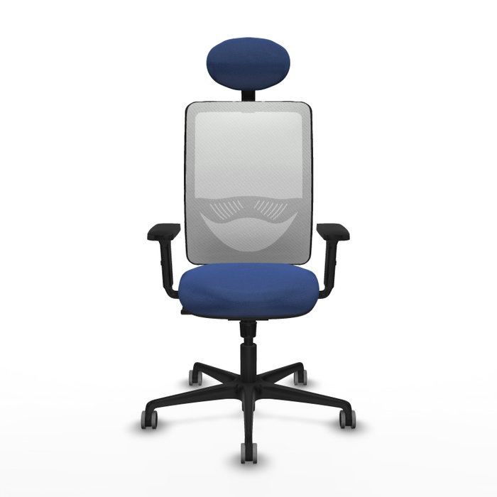 PIQUERAS Y CRESPO Silla de oficina Zulema con mecanismo Sincro, Azul marino y Blanco
