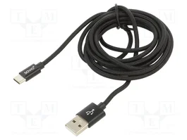 SAVIO Cable USB 2.0 de USB A a USB C, 2m, Negro