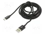 SAVIO Cable USB 2.0 de USB A a USB C, 2m, Negro