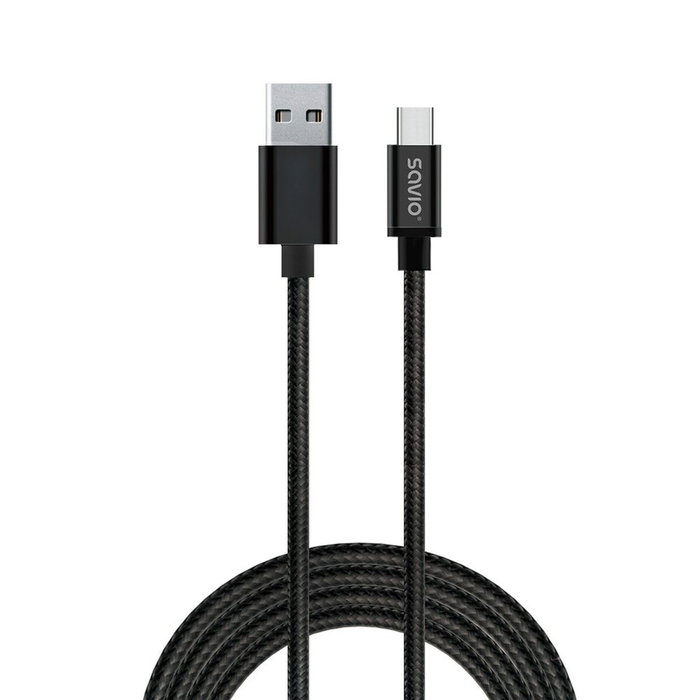 Savio cl-129 usb - usb type c cable 2.1a, braid, 2m