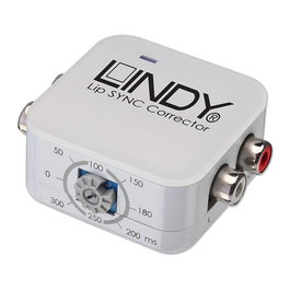 LINDY 70449 Lippensynchronisationsbox Lip Sync-Box - Verzögerung, Ajuste de Sincronización de Audio y Video, Blanco, 46 mm * 46 mm * 24 mm