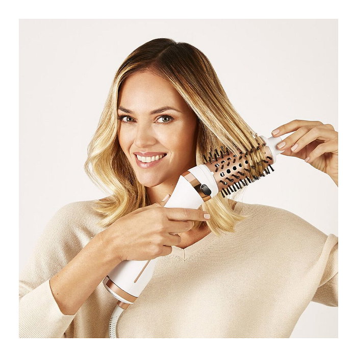 Rowenta CF 9720 Brush Activ Ultimate Care - Cepillo de Aire Caliente, 80 °C, 3 Temperaturas, 3 Velocidades, Tecnología Iónica, Color Cobre y Blanco