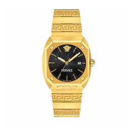 Versace VE8F00424 con esfera negra y detalles dorados