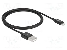 DeLOCK Cable USB de datos y carga para iPhone™, iPad™ e iPod™ 1 m, Negro