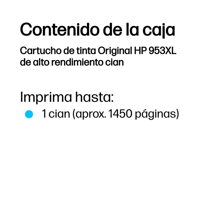 HP 953XL Cartucho de Tinta Cian de Alto Rendimiento