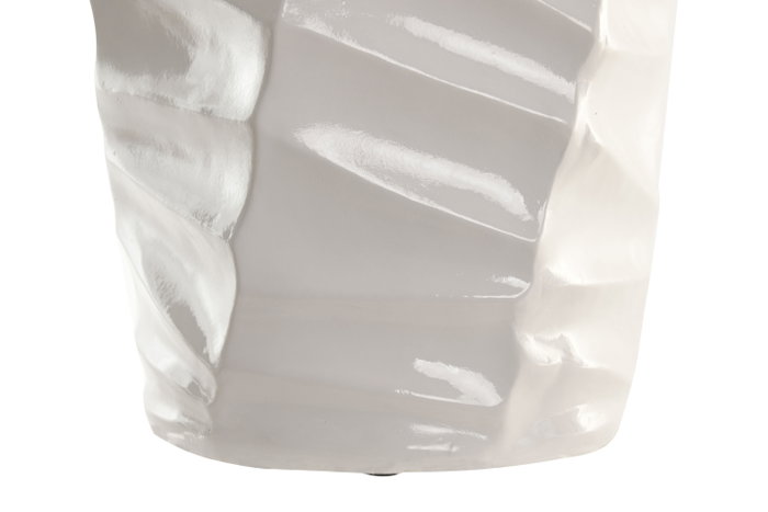 DKD Home Decor Macetero de Fibra de Vidrio Geométrico Blanco 40x40x92 cm