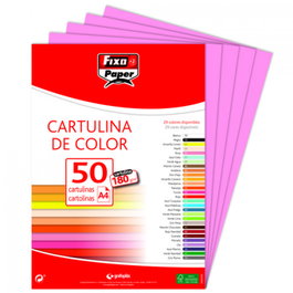 FIXO Paquete de 50 Cartulinas A4 Rosa 180g