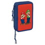 SAFTA Plumier Mamma Mia Super Mario Bros Doble 29 Piezas Lápiz Bolígrafo Rotuladores Madera Goma Sacapuntas 12,5x4x19,5cm