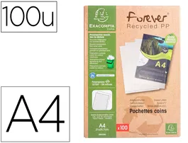 Exacompta Carpeta Dossier Uñero Polipropileno Reciclado 120 mc DIN A4 Transparente Caja 100 Unidades