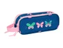 Safta Estuche Portatodo Doble Bolso Escolar Blackfit8 Mariposas con 2 Cremalleras 80x210x60 mm