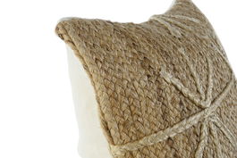 DKD Home Decor Yute23 Cojín Natural Poliéster Bordado 2 Unidades 50 x 15 x 50 cm