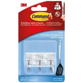 3M Command Crochet Gancho transparente modelo pequeño con punta de metal