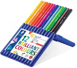 STAEDTLER Estuche 12 Lápices de Colores Surtidos Ergosoft 157 Triangulares
