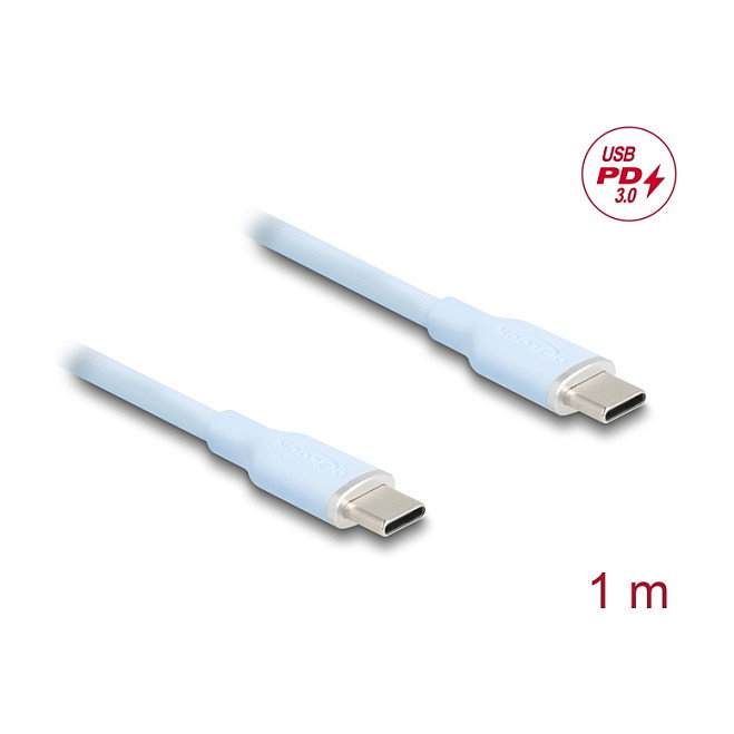DeLOCK Cable USB 2.0 USB tipo C a USB tipo C PD 3.0 60 W 1 m Azul Silicona 81234