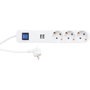 Rev Regleta de enchufes ICE 3 tomas con 2 USB y conmutador, 1,4 m, blanco