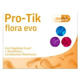ESPADIET Pro-Tik Flora Evo 30Cap. Simbiótico con 10 cepas, FOS y glutamina para flora intestinal