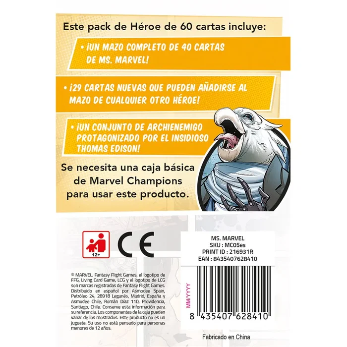 Asmodee Marvel Champions Pack de Héroe Ms. Marvel Asmodee Marvel Champions Pack de Héroe Ms. Marvel