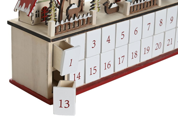 DKD Home Decor Calendario Adviento Navidad Tradicional Rojo Beige 11 x 23 x 45 cm (2 Unidades)