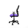Silla de oficina Alocén con mecanismo Sincro tapizada con Tela color Lila y malla color Negro. Equipada con lumbar 1D, Brazos 1D y Ruedas de nailon 50 mm