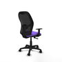 Silla de oficina Alocén con mecanismo Sincro tapizada con Tela color Lila y malla color Negro. Equipada con lumbar 1D, Brazos 1D y Ruedas de nailon 50 mm