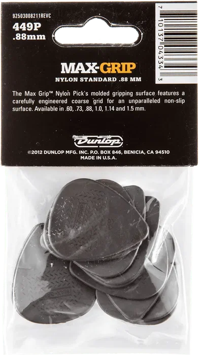 Dunlop Max-Grip Nylon Std Púa de Guitarra Estándar 0,88Mm - Pack 12 Unidades Dunlop Max-Grip Nylon Std Púa de Guitarra Estándar 0,88Mm - Pack 12 Unidades