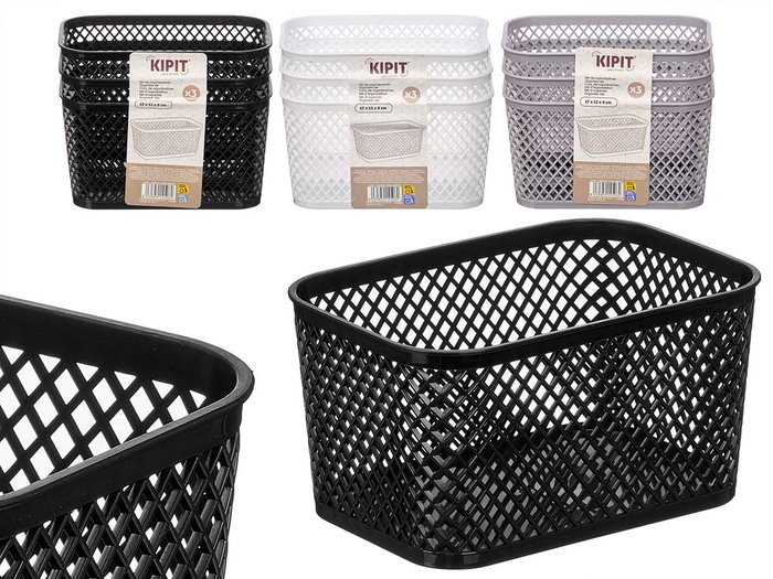 KIPIT Set de 3 Organizadores Rectangulares Surtidos Blanco, Marrón y Negro KIPIT Set de 3 Organizadores Rectangulares Surtidos Blanco, Marrón y Negro