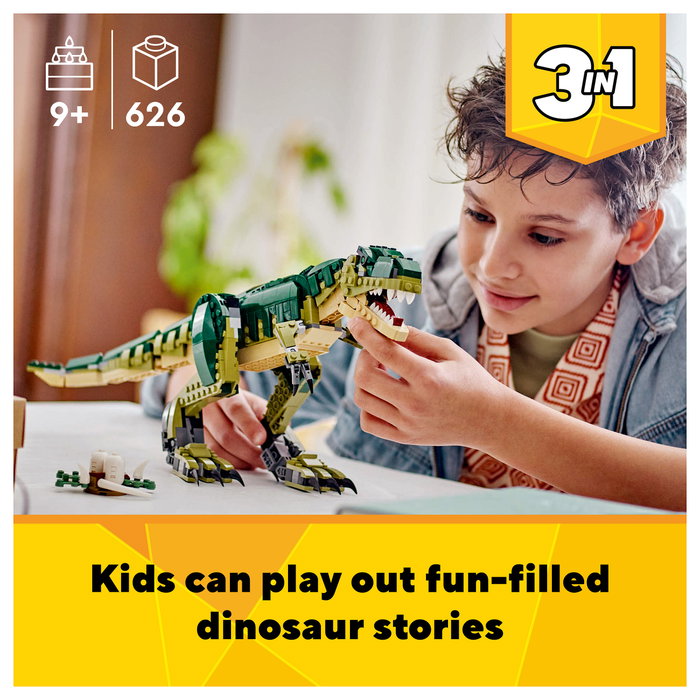 LEGO 31151 Creator 3 en 1 T.Rex - Juego de Construcción de Dinosaurio, 626 Piezas, Edad 9+ Años