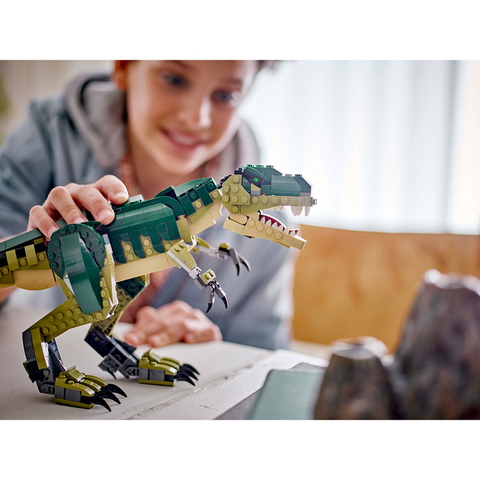 LEGO Creator 31151 T. Rex Dinosaurio de Juguete Articulado con Movimiento, Incluye Triceratops y Pterodáctilo, Set de Construcción para Niños +9 Años