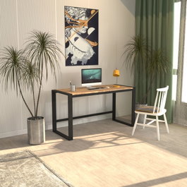 Hanah Home Escritorio de Estudio Marsilya 152 cm Tablero Melamina Negro y Pino Atlántico Metal 152x77x55 cm