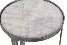 DKD Home Decor Alu antik 23 Mesita Auxiliar, Blanco Gris, Set de 3 Piezas, 45.5 x 56 x 45.5 cm