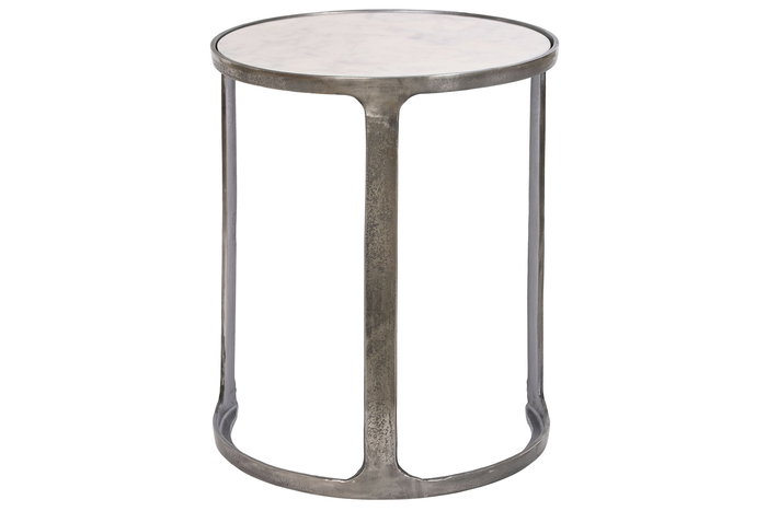 DKD Home Decor Alu antik 23 Mesita Auxiliar, Blanco Gris, Set de 3 Piezas, 45.5 x 56 x 45.5 cm