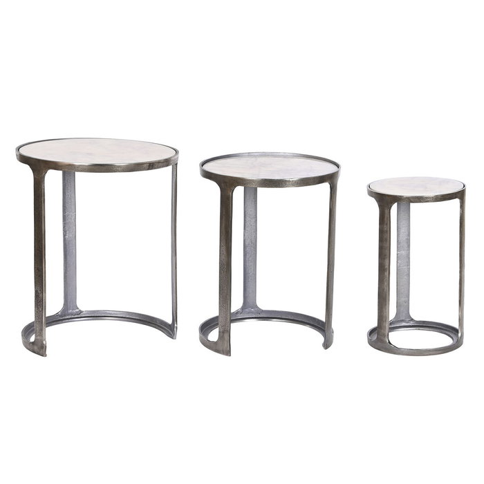 DKD Home Decor Set de 3 Mesas Auxiliares de Mármol Patinado