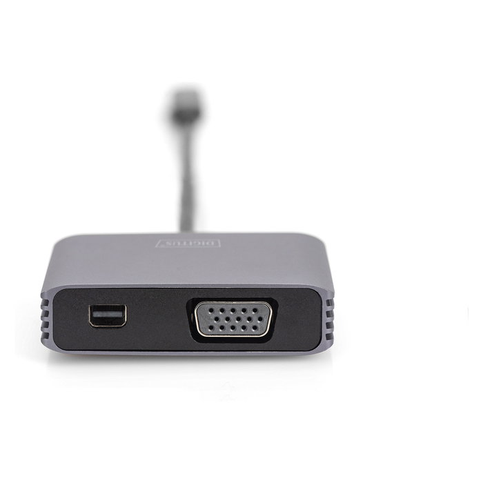 Digitus Adaptador Mini DP + VGA 4K/30Hz Gris Aluminio 20cm