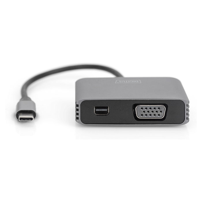 Digitus Adaptador Mini DP + VGA 4K/30Hz Gris Aluminio 20cm