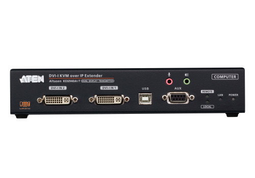 ATEN Transmisor KVM sobre IP KE6940AiT/AX-G - Extensor Dual Monitor DVI-I, Acceso por Internet, USB, 1920x1200, Negro