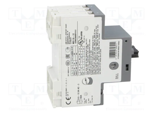 ABB MS116-12 Interruptor motorizado 5,5kW 208-690VAC